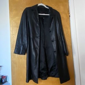 Genuine leather trench coat